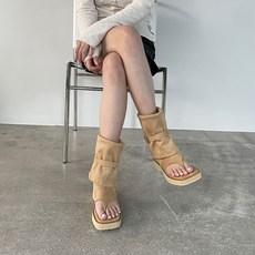 쪼리 스웨이드 y2k 안유진 공항패션 롱부츠 (5cm) 블랙 브라운