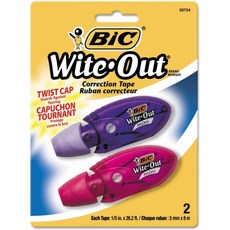 BIC WOMTP21 Wite-Out 미니 트위스트 보정 테이프 비반환성 1/5인치 x 314인치 2/Pack : 사무용품, 단일옵션