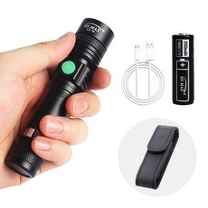 아노 초강력 LED 후레쉬 줌라이트 고휘도손전등 미니 휴대용랜턴 LS10 고급세트, LS10+3500배터리+C타입케이블+휴대용파우치, 1개
