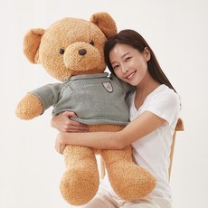 한성실업 니트곰 대형 곰인형 봉제 애착 동물 선물 바디필로우, 베이지