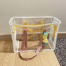 수영가방 방수백 낚시 하이킹 간단한 수영 보관 가방 크림 컬러 대용량 투명 방수 비치 백 싱글 숄더 워시, white