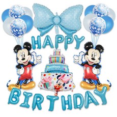 디즈니 미키미니 마우스 생일풍선세트+손펌프 파티풍선 파티장식, 1.엄지척미키세트+손펌프