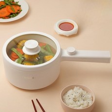 자취 멀티쿠커 요리 냄비 전기 원룸 올인원 전기 1인용, 우아한 흰색(1.5L) + 찜통