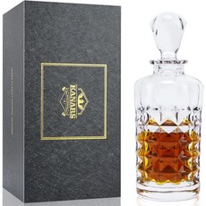 KANARS 위스키 디캔터 25 Oz 스카치 칵테일 보드카 또는 주류용으로 제작된 둥근 크리스탈 디너 파티 크리스마스를 위한 프리미엄 밀폐 버번 카라페
