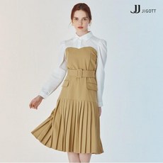 JJ지고트 블라우스 배색 플리츠 원피스 GL3P0OP30