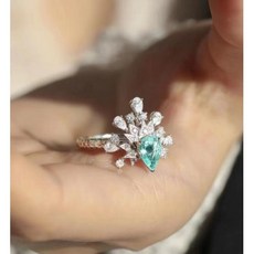 클래식 Paraiba 타원형 사파이어 꽃 작은 라운드 풀 커플 반지 여성용 블루 기하학적 발렌타인 데이 선물 쥬얼리