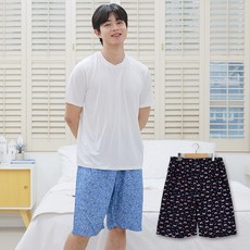 예스플러스 풍기인견 남성 5부 파자마 2p세트