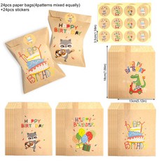 캔디멜빵 고맙습니다 크래프트 종이 가방 레인보우 디노 생일 선물 파우치 플라워 사탕 쿠키 용품 24 세트