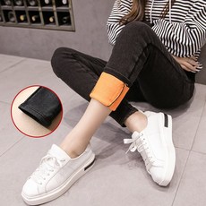 임산부 기모 작은 발바지 겨울 데님라이크 조거팬츠 눈꽃청바지 겉레깅스