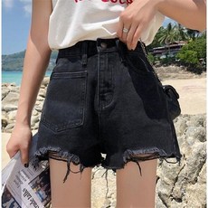 클래식 블러킹 가선 감각 데님반바지 여성 인싸템 하이웨이스트 날씬해 보이는 광활 다리 핫팬츠
