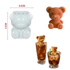 실리콘 아이스 볼 구형 트레이 사각형 큐브 주방 칵테일 위스키, 1개, 4.1 Grid little Bear