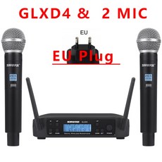 정품 슈어 GLXD4 무선 마이크 2 채널 UHF 640 690MHz 전문 공연 라이브 방송 핸드헬드, EU GLXD4 2 Mic - xduooxd05pro