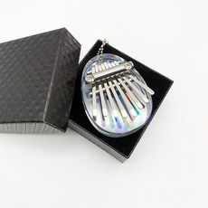 Kalimba 17 Keys 레인보우 아크릴 엄지 피아노 스타터 재미 클리어 핑거 피아노 케이스 스터디 소책자 튜닝 해머 스티커, 7 개의 열쇠 타원형