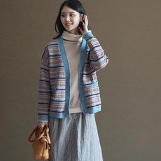 코스토프 니트 프린트 봄 가을 학생 여성 가디건