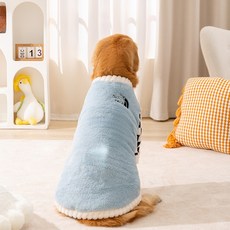 대형견 옷 가을겨울 강아지옷 강아지옷올인원 겨울강아지 니트 후드 맨투맨, 1개, 바둑판 무늬 블루