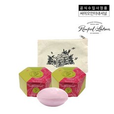 [갤러리아] 랑팔라투르[랑팔] 천연 비누 150g 로즈 듀오세트 (사봉 롱드) (+파우치 증정), 1개