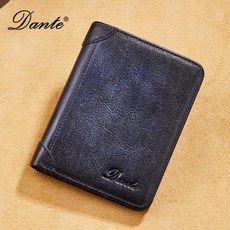 단테 남성용 진짜 가죽 지갑 RFID 도난 방지 브러시 수직 스타일 3 겹 레트로 탑 레이어 소가죽 해외 무역 지갑