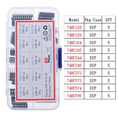DIP SMD IC 집적 회로 칩 모음 키트 박스 소켓 세트 공통 CMOS 로직 시리즈, 12 74HC138-74HC595, 1개