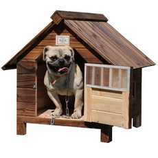 원목강아지집 조립식 소형견중형견 대형견 야외 견사, 무문 무창+차양+명패 XS-30x20cm, 1개