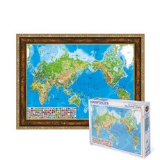 퍼즐피플 세계지도-나라표시 1000피스 직소퍼즐, 액자포함(엔틱골드)