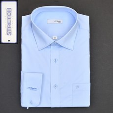 듀퐁셔츠 SE4SM12LS902SBU 블루 솔리드 스트레치 소매 로고 일반핏 긴팔 스판 셔츠