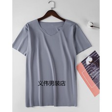 others 남성복 남성 아 이 스 티 시 셔츠 브 넥 여름 슬 림 핏 반팔 청년 헬 중 소매 티셔츠 학생 단색 베이스 남자 큰 사이즈 와 너 탑 회색 XL