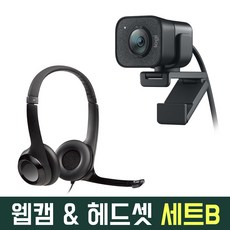 로지텍코리아 정품 스트림캠 웹캠 H390 헤드셋 세트 온라인 수업 개인방송 패키지 유튜브 유튜버, 스트림캠 + H390 SET2