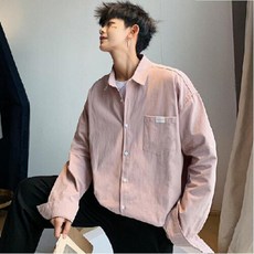 [junfangya] 남방 패션 멋스러운 패션 패션 캐주얼 코트 블랙 긴팔 셔츠 화이트 마크 핑크 m (컬렉션 유례)