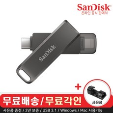 샌디스크 USB 메모리 iXpand Luxe 8핀 C타입 OTG 3.1 대용량 무료 각인 + 데이터 클립, 256GB