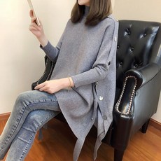 인기신상 여성 가을겨울 니트 목폴라 케이프 망토 가디건
