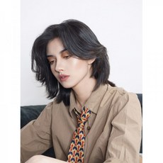 울프펌 애쉬그레이 남자단발가발 패션가발 코스프레, 내츄럴블랙
