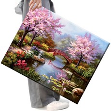 FASEN 액자 보석십자수 캔버스형 DIY 키트 40 x 50 cm, FSE46, 1세트 FSE46.벚꽃이춤추며날다, 1세트