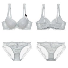 에블린 [프레스티지] 그레이시블루 젤몰드 풀컵 브래지어+ 끝단레이스 삼각팬티세트