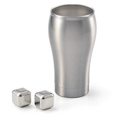 돌체 듀오 아이스 큐브 스테인레스 스틸 얼음 녹지 않는 얼음 텀블러 진공 단열 이중 구조 350ml 큐브 2P 선물 세트 DAM-047, 2개