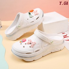 앞막힌샌들 Y.GA 여성 발편한 사무실 키높이 슬리퍼 여자 비치 앞막힌 샌들 학생 학교 통굽 미끄럼 방지 슬리퍼 실내외 공용