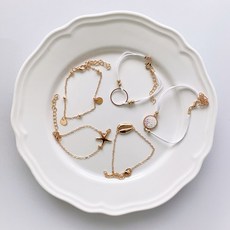 악세사리사욕 5중 레이어드 팔찌 해변 조개 자개 소원 실 발찌 고래 우정