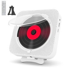 휴대용 CD 플레이어 벽걸이 블루투스 호환 멀티미디어 5.1 음악 LED 적외선 무선 리모컨, 5)White US Plug, 5)White US Plug