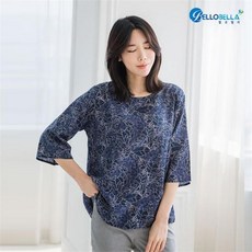 벨로벨라 인견 여성 다온 블라우스 차콜잎사귀