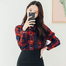 제이앤몰스 여성용 체크 블라우스남방 W028
