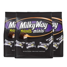 Milky Way Midnight Dark Chocolate Bars 밀키웨이 미니 미드나잇 다크 초콜릿 바 초코바 8.9oz 252g 3팩, 3개