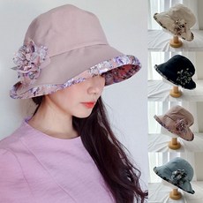 이코마켓 엘리제 코사지 플라워 봄 여름 중년 여성 벙거지 엄마모자 할머니 정장모자 버킷햇 중년여성모자 미시모자