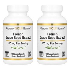 1+1 CGN 캘리포니아골드뉴트리션 포도씨 추출물 100mg 120캡슐 폴리페놀 카테킨 2개, 120정