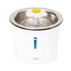 Catit 플라워 파운테인 고양이 급수대 3L 트리플 액션 필터 포함, 꽃 분수, 스테인리스 스틸, 1개