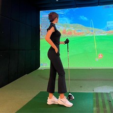 여성 몸매 뱃살 보정 슬랙스 9부 골프바지 트레이닝복 연습복
