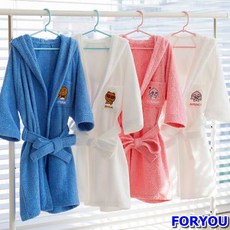 [Foryou] 카카오프렌즈 아동목욕가운 수건 가운 타월 타올 답례품 돌잔치 행사 고희기념 호텔 목욕 고급 기업, 라이언(블루)_3-5세