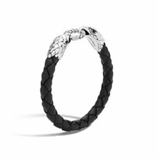 MENs Legends Eagle Silver Double Head Bracelet on Woven Black/338914