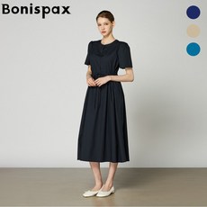 보니스팍스 라운드 스트링 퍼프 슬리브 롱 원피스 XO5OP011M0