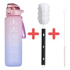 어쉐어 1리터물병1개+세척솔1개 세트(+빨대솔) 대용량 원터치 빨대물병, 1개, 1L, 핑크1개+세척솔1개+빨대솔1개