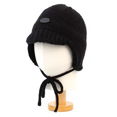 [유니버셜케미스트리] Wool Black Knit Earflap Cap 귀달이모자 - 유니버셜케미스트리귀달이모자