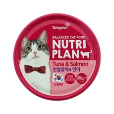 동원뉴트리플랜 고양이 간식 습식캔, 혼합맛(흰살참치/연어), 160g, 12개